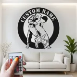 Décoration murale en métal personnalisée avec éclairage LED Jiu Jitsu Grapplers - Cadeau pour passionnés d'arts martiaux - Décor pour gym ou dojo