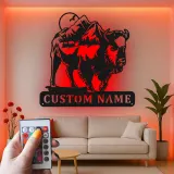 Custom Bison Mountain Led Light Metal Wall Art Personalized Rustic Gift for Nature Lovers Cabin or Lodge Decor