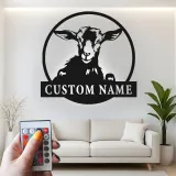 Personalisierte Ziegenschild mit LED | Individuelle Metall-Wandkunst | Modernes Bauernhaus & Ranch Dekor | Geschenk für Ziegenliebhaber