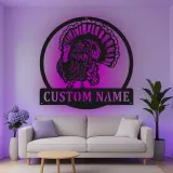 Décoration murale en métal personnalisée avec LED en forme de dinde - Cadeau de Thanksgiving pour la cuisine ou la salle à manger