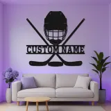 Enseigne personnalisée de hockey | Décoration murale LED en métal pour salle de jeux | Cadeau personnalisé pour joueur de hockey, garçons et fans