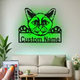 Insegna in metallo personalizzata con luce LED per gatti - Regalo per amanti dei gatti, decorazione per soggiorno o camera da letto 2