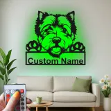 Cartel de metal personalizado con luz LED de perro Terrier, regalo para padres de mascotas, decoración para salón o entrada 1