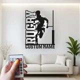 Custom Rugby Player LED Metal Sign | Personalized Athlete Name Light | Sports Game Room Decor | Gift for Coach or Rugby Fan
