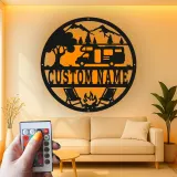 Insegna in metallo LED per campeggio RV personalizzata regalo per campeggiatori decorazione per avventure all'aperto