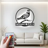 Custom Pigeon LED Sign | Metal Bird Wall Art | Personalized Garden & Patio Decor | Gift for Bird Lovers