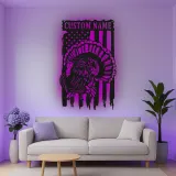 Personalisiertes LED-Metallschild mit Truthahn und amerikanischer Flagge
