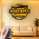 Custom Classic Car Led Light Metal Wall Art Personalized Garage Gift for Him Man Cave Decor 6