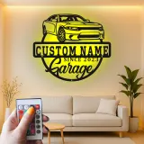 Décoration murale en métal LED personnalisée pour garage automobile - Décoration murale pour passionnés de voitures