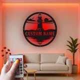 Panneau en métal phare LED personnalisé | Art mural nautique personnalisé | Décor côtier et maison de plage