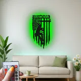 Arte murale in metallo LED Lineman personalizzata | Insegna con bandiera americana per elettricista | Decorazione patriottica per casa e ufficio
