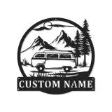 Cartel de metal LED con camper van personalizado, regalo para amantes de la aventura y decoración rústica