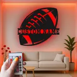Insegna LED football personalizzata | Decorazione murale in metallo | Arredo per sala giochi per ragazzi | Regalo per allenatore