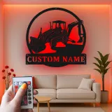 Cartel de metal LED personalizado de excavadora para regalo de entusiasta de la construcción