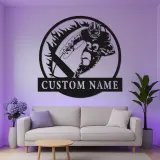Insegna LED personalizzata con football | Decorazione murale in metallo personalizzata per man cave, camera ragazzi | Regalo per atleta