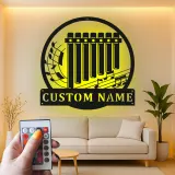 Insegna in metallo personalizzata a forma di pan flute | Arte murale musicale con LED | Regalo personalizzato per musicisti | Decorazioni per studio