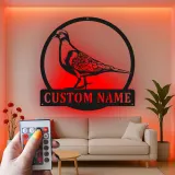 Panneau LED Pigeon Personnalisé | Art en Métal Oiseau sur Mesure | Décoration de Jardin et Patio pour Amateurs d'Oiseaux