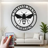 Insegna in metallo LED personalizzata con ape - Regalo per giardinieri, decorazione per patio all'aperto