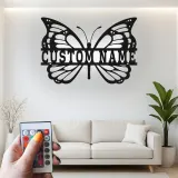 Décoration murale en métal LED personnalisée en forme de papillon - Cadeau pour elle pour la chambre ou le salon