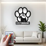 Décoration murale en métal personnalisée de patte de Scottish Terrier avec rétroéclairage LED - Cadeau pour les amoureux des chiens et décoration de salon