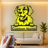 Custom Golden Retriever Led Light Metal Wall Art Personalized Dog Lover Gift Living Room Pet Decor 1