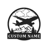 Personalisierte LED-beleuchtete Metall-Wandkunst Flugzeug Geschenk für Piloten Hangar oder Büro Dekor 1