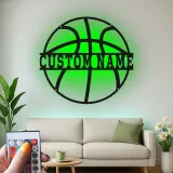 Personalisierte Basketball LED-Beleuchtung Metall-Wandkunst Sportgeschenk für Athleten