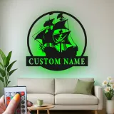 Personalized Pirate Ship LED Sign | Custom Metal Wall Art | Nautical Home Decor for Man Cave | Gift for Sailor