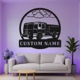 Personalized Fire Truck LED Sign | Custom Firefighter Gift | Metal Wall Art for Fire Station Decor