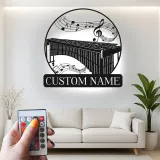 Arte in Metallo Personalizzata per Marimba | Decorazione per Stanza Musicale con Luce LED | Insegna con Nome Personalizzata per Studio