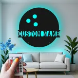 Insegna in metallo personalizzata con luce LED per palline da bowling, regalo personalizzato per appassionati di bowling, decorazione per sala giochi