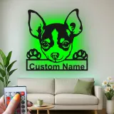 Décoration murale en métal personnalisée Chihuahua avec Rétroéclairage - Cadeau pour Amateurs de Chiens - Décor de Salon