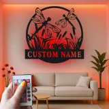 Insegna in metallo LED a forma di libellula personalizzata, regalo per amanti della natura, decorazione per camera da letto o giardino 4