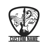 Cartel de metal personalizado de guitarra con LED | Regalo a medida para amantes de la música | Decoración mural para estudio y sala de grupo