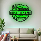 Custom Sports Car Garage Led Light Metal Wall Art Personalized Gift for Car Enthusiasts Man Cave Decor 1