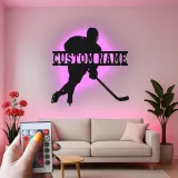 Personalisierte Hockey Spieler LED-Schild | Individuelle Namens Metall-Wandkunst | Spielzimmer Dekor & Geschenk für Athleten