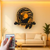 Custom Eagle American Flag Led Light Metal Wall Art Patriotic Gift for Veterans Office or Living Room Decor