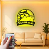 Enseigne en métal Marlin Fish personnalisée | Décor de pêche LED sur mesure | Cadeau pour pêcheur pour man cave | Art mural de maison au bord du lac
