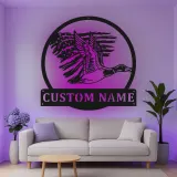 Cartel de metal LED personalizado de pato y bandera americana regalo para cazadores decoración de cabaña rústica