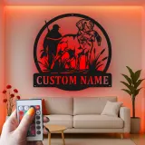 Insegna in metallo per cane da caccia con LED | Arte murale personalizzata per cacciatore e retriever | Regalo per amante della natura