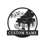 Panneau piano personnalisé avec LED | Décoration murale en métal sur mesure pour salle de musique | Silhouette de piano à queue | Cadeau pour pianiste