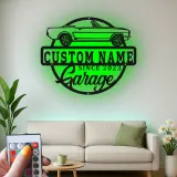 Individuelles LED-Schild für klassische Autos | Personalisierte Metall-Garagen-Dekoration | Vintage-Auto-Wandkunst | Beleuchtetes Männerhöhlen-Geschenk für Papa