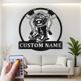 Regalo personalizzato per vigile del fuoco | Arte murale in metallo LED | Insegna con nome personalizzata per stazione o decorazione Man Cave
