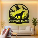 Panneau de Chasse Labrador Personnalisé | Décoration Murale en Métal LED pour Chasseur | Décor Personnalisé avec Retrievers et Canards