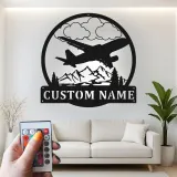 Personalisierte LED-beleuchtete Metall-Wandkunst Flugzeug Geschenk für Piloten Hangar oder Büro Dekor 1
