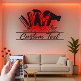 Insegna su misura per hair stylist | Arte murale LED in metallo per saloni | Decorazione personalizzata per beauty studio | Regalo per parrucchiere