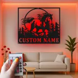 Custom Horse Name Sign | LED Metal Wall Art for Ranch | Personalized Equestrian Decor | Horse Lover Farmhouse Gift