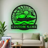 Custom Speedboat Adventure Led Light Metal Wall Art Personalized Boating Gift for Him Nautical Decor for Man Cave