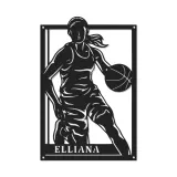 Custom Female Basketball Player Led Light Metal Wall Art Personalized Athlete Gift Game Room Sports Decor