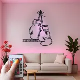 Insegna in metallo personalizzata con guantoni da boxe e luce LED - Regalo personalizzato per pugili, palestra o decorazione per angolo dedicato 1